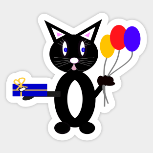 BLACK Party Cat Sticker